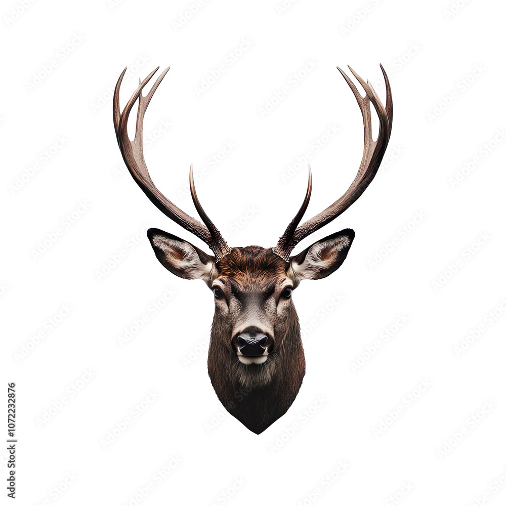 Mounted Deer Head with Large Antlers on a Transparent Background Mounted Deer Head with Large Antlers on a Transparent Background