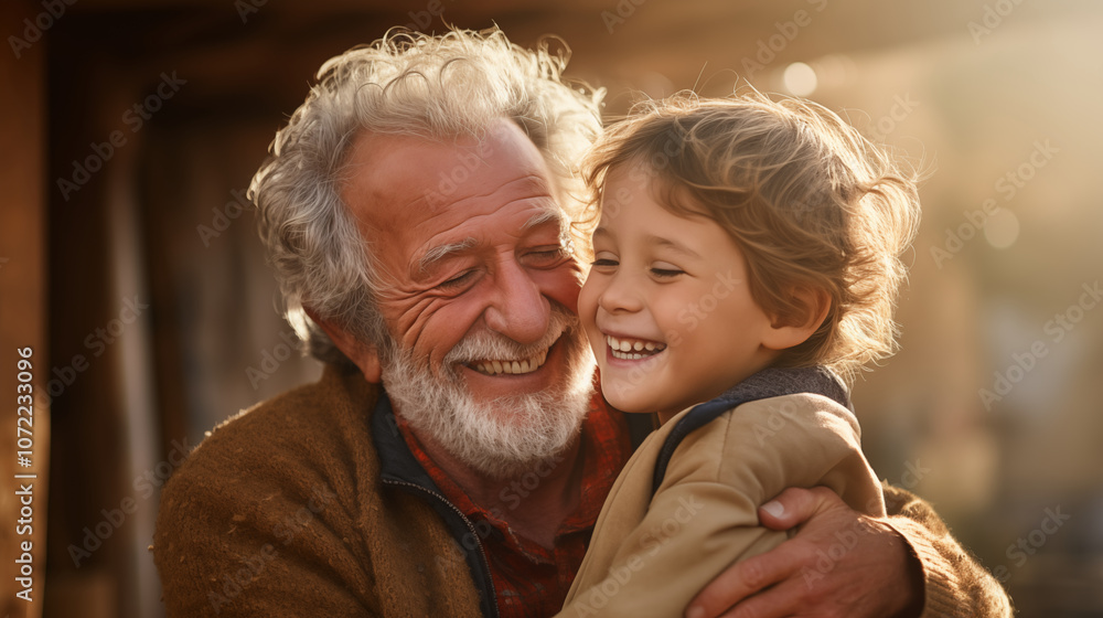 Grandfather and grandson having a great time together Grandfather and grandson having a great time together