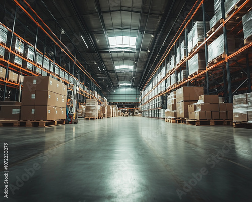 Wallpaper Mural Efficient Production Warehouse: Organized Storage Rows Torontodigital.ca