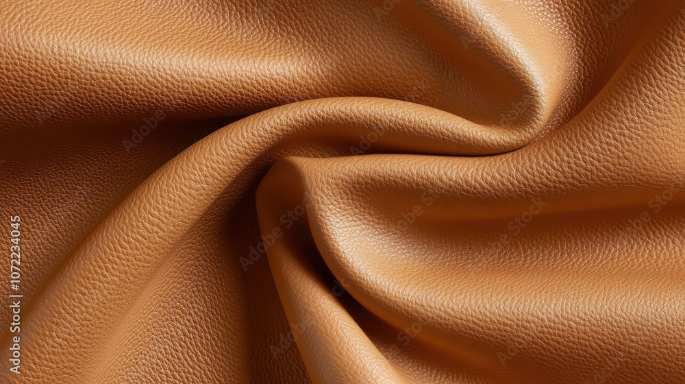 Smooth and glossy kangaroo leather in warm tan color, showcasing texture Smooth and glossy kangaroo leather in warm tan color, showcasing texture