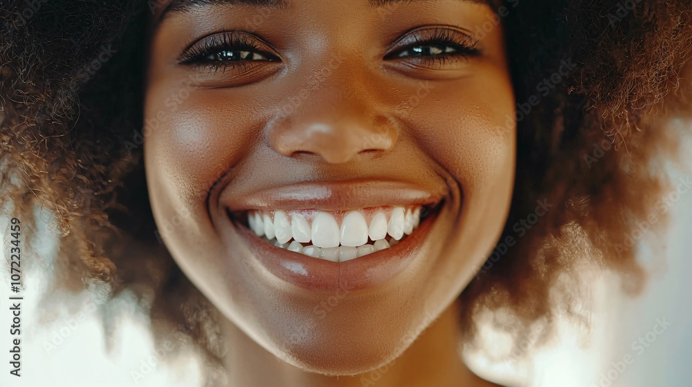 Close-Up Portrait of a Woman with Dark Skin and Bright Smile Close-Up Portrait of a Woman with Dark Skin and Bright Smile
