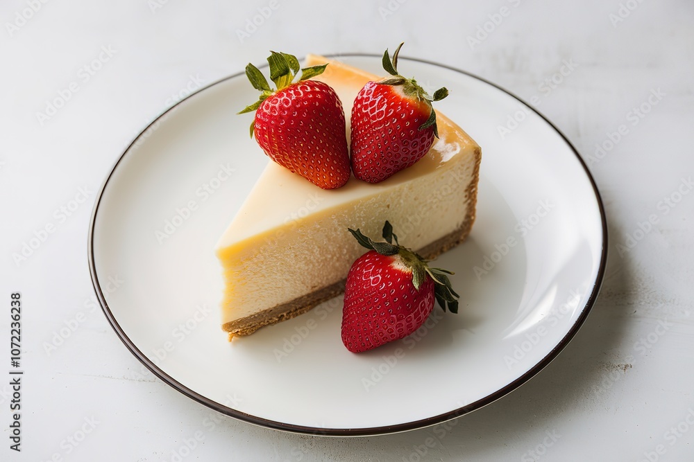 a slice of cheesecake on a white plate a slice of cheesecake on a white plate