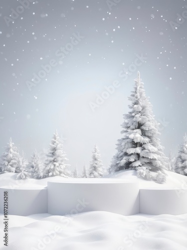 Wallpaper Mural Christmas Winter Product podium on the background of drifts, snowflakes and snow. Realistic product podium for winter and christmas discount design, sale. Torontodigital.ca