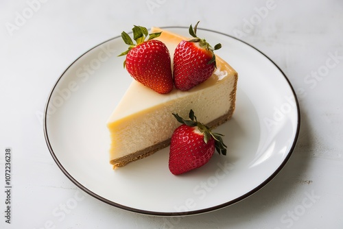 a slice of cheesecake on a white plate