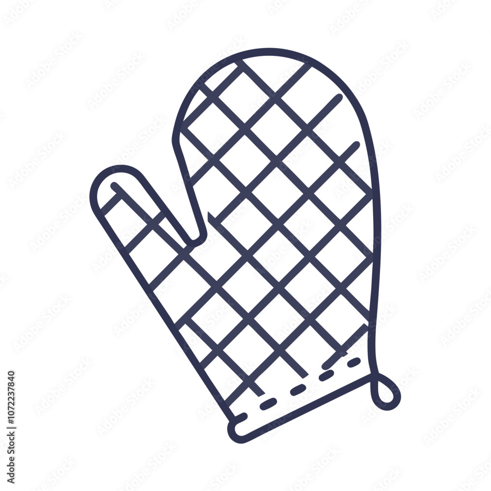 Oven mitt icon with quilted pattern in minimalist design Oven mitt icon with quilted pattern in minimalist design