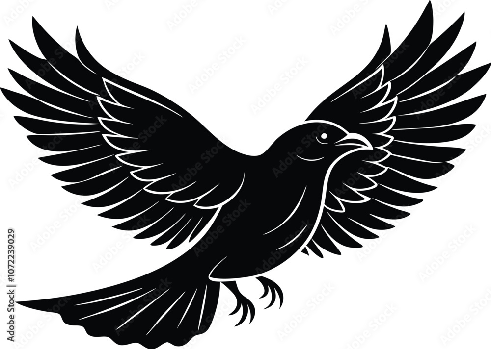 Flying bird silhouette, vector illustration isolated bird flying Flying bird silhouette, vector illustration isolated bird flying