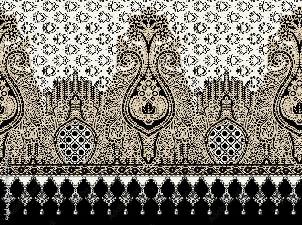 seamless beautiful wallpaper cards border design floral leaf vintage ornament Victorian geometric ethnic print paisley pattern