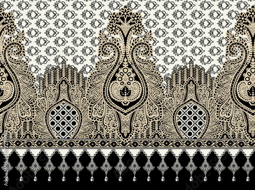 Obraz na płótnie seamless beautiful wallpaper cards border design floral leaf vintage ornament Victorian geometric ethnic print paisley pattern w salonie