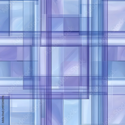 Abstract pattern showcasing overlapping transparent squares in shades of blue and purple, creating a modern and soothing visual effect.