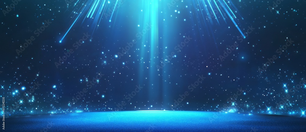 Blue Abstract Background with Glittering Stars and Lights Blue Abstract Background with Glittering Stars and Lights