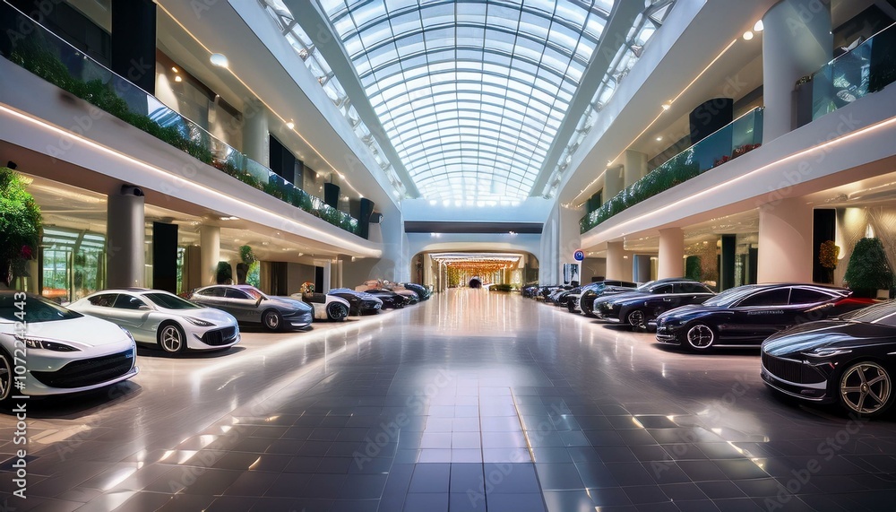 Vehicle exhibition hall where automobiles are displayed Vehicle exhibition hall where automobiles are displayed