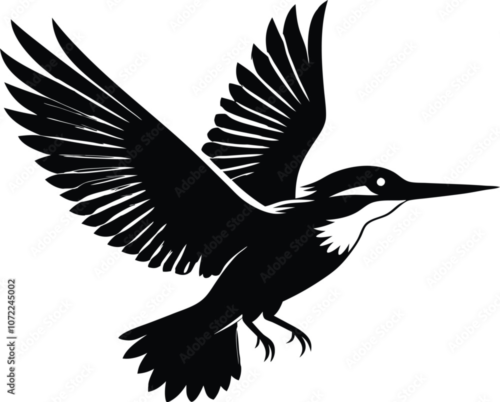 Flying bird silhouette, vector illustration isolated bird flying Flying bird silhouette, vector illustration isolated bird flying