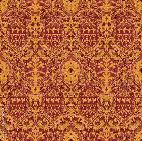 Obraz na płótnie seamless beautiful wallpaper cards all over design floral leaf vintage ornament Victorian ethnic geometric print paisley pattern w salonie