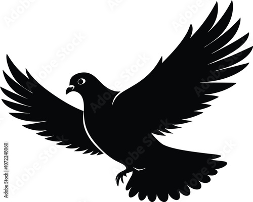 Flying bird silhouette, vector illustration isolated bird flying