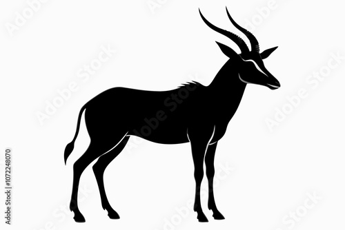 Arabian Oryx Silhouette Desert Wildlife Vector Art, silhouette of a gazelle head vector black animal illustration on a white background. photo