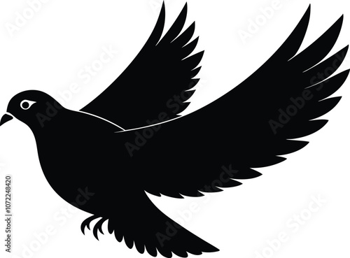 Flying bird silhouette, vector illustration isolated bird flying