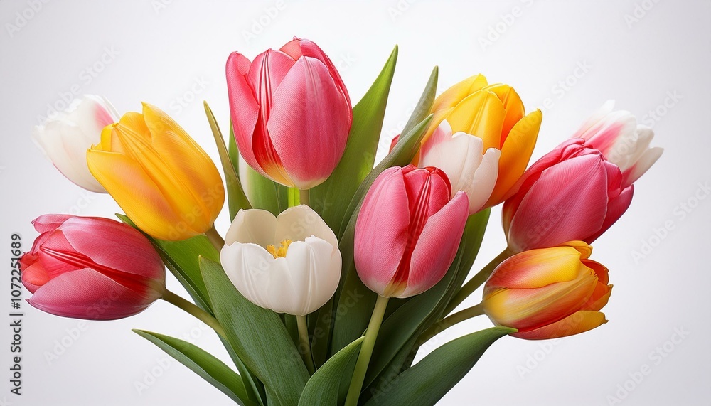 Naklejka premium bouquet of tulips on isolate White background, PNG