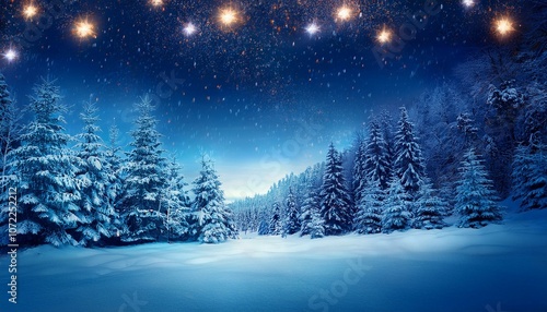 Wallpaper Mural Magical trees with snow in winter forest at christmas night Torontodigital.ca
