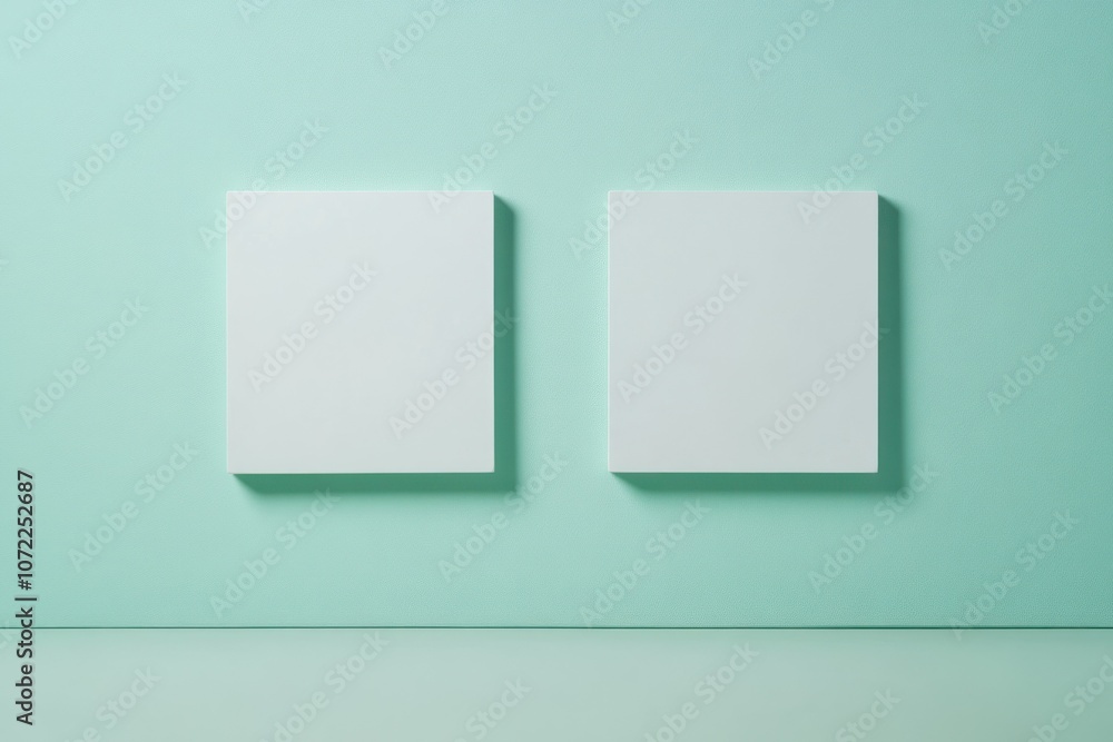 Fototapeta premium Minimalist Art Squares on Mint Green Background