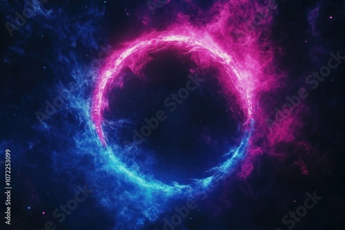 Colorful Cosmic Circle with Neon Effects