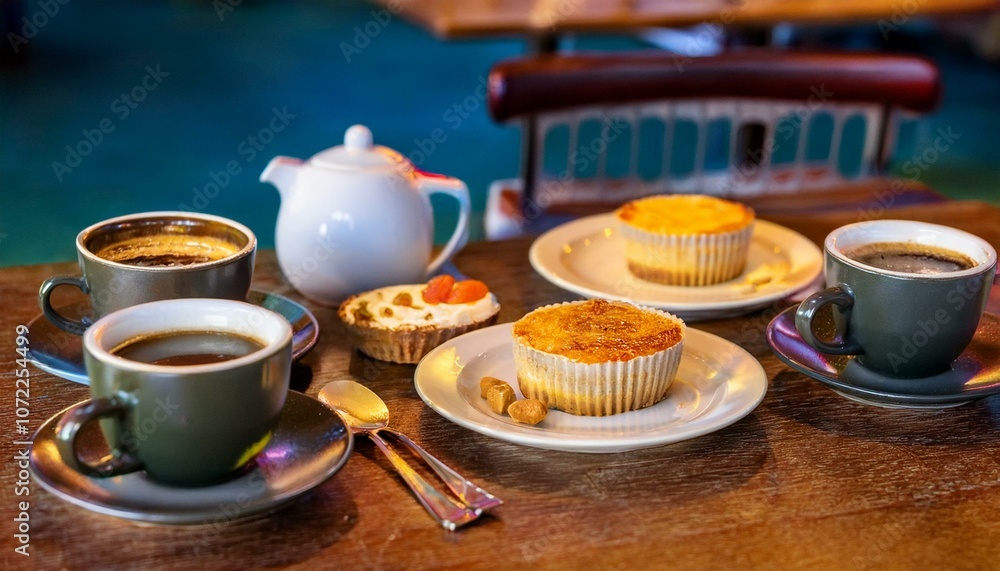 Coffee and dessert at the cafe