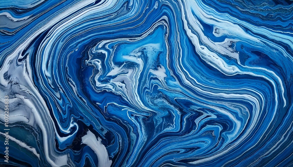 Blue and Silver Fluid Marble Art with Realistic Texture Blue and Silver Fluid Marble Art with Realistic Texture