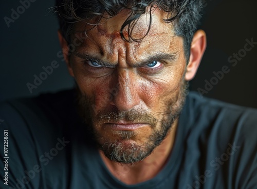 Close-up Portrait of a Serious Caucasian Man