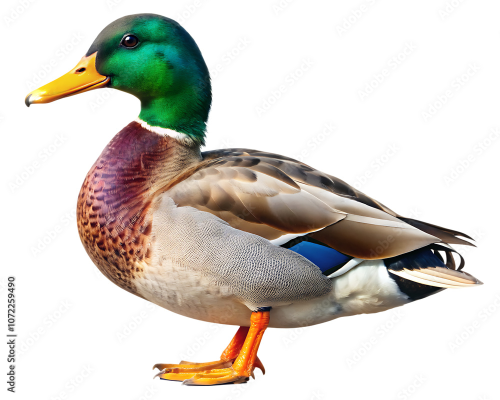 Obraz premium mallard duck isolated on white background. AI GENERATED 