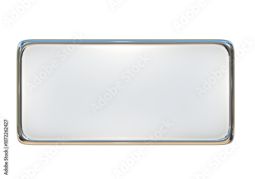 Rectangular silver plate silverplate 3d rendering.