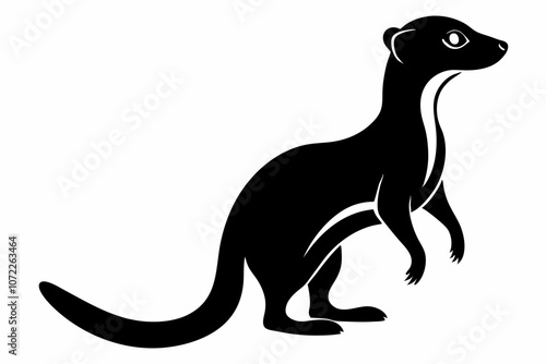 Meerkat Silhouette Standing Upright on Hind Legs on Alert,meerkat silhouette vector art,meerkat silhouette vector.