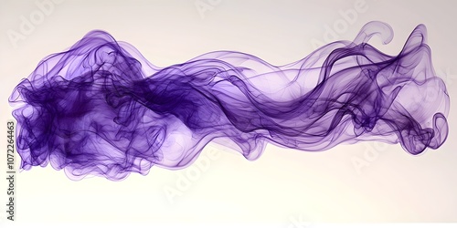 A mesmerizing swirl of purple smoke gracefully dances against a light background, creating an ethereal and dreamy atmosphere that captivates the viewer's imagination.