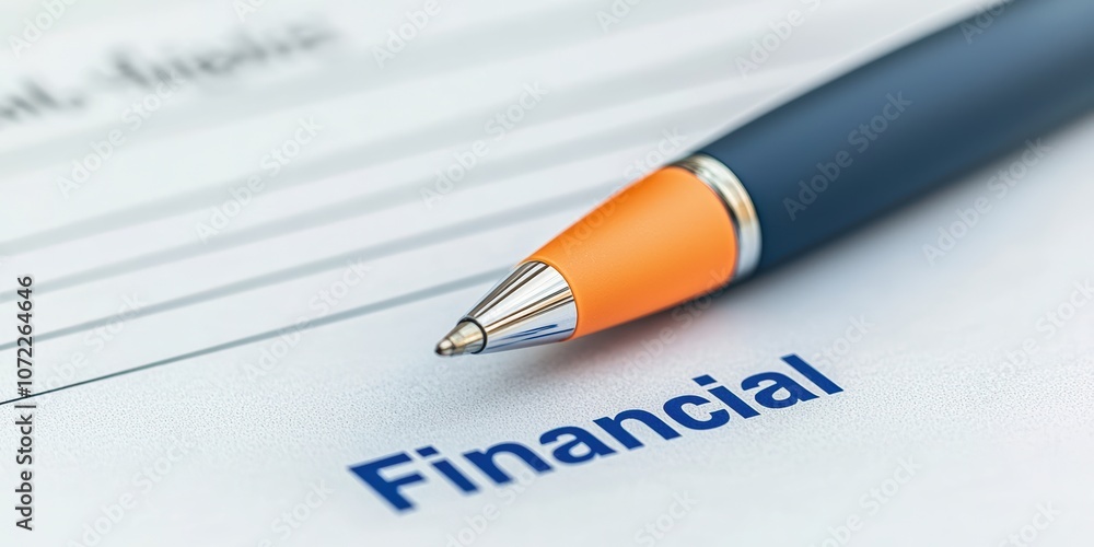 Highlighting financial insights a closeup of a pen on a digital document Highlighting financial insights a closeup of a pen on a digital document