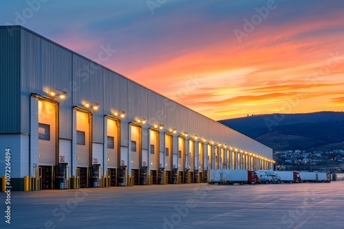 Distribution Center at Twilight with Peak Hour Activity