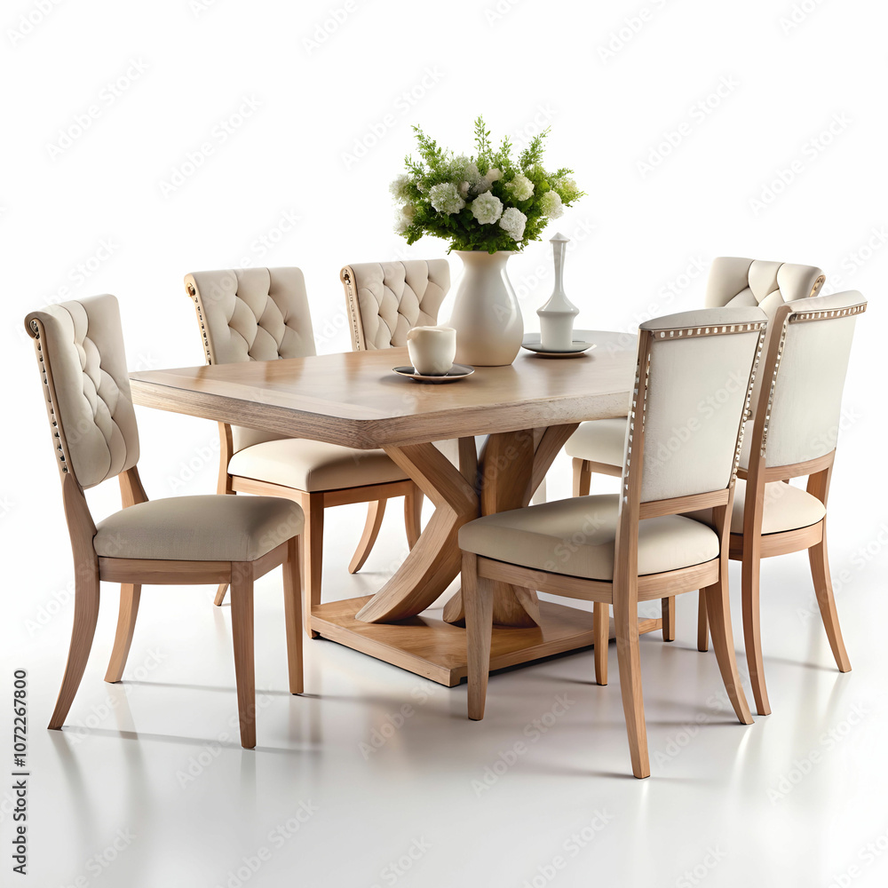 Fototapeta premium A dining table is a central piece for meals, often surrounded