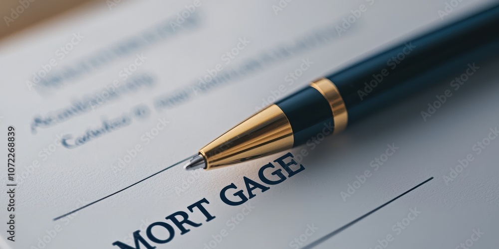 Obraz premium A pen rests on a mortgage document symbolizing the home loan process