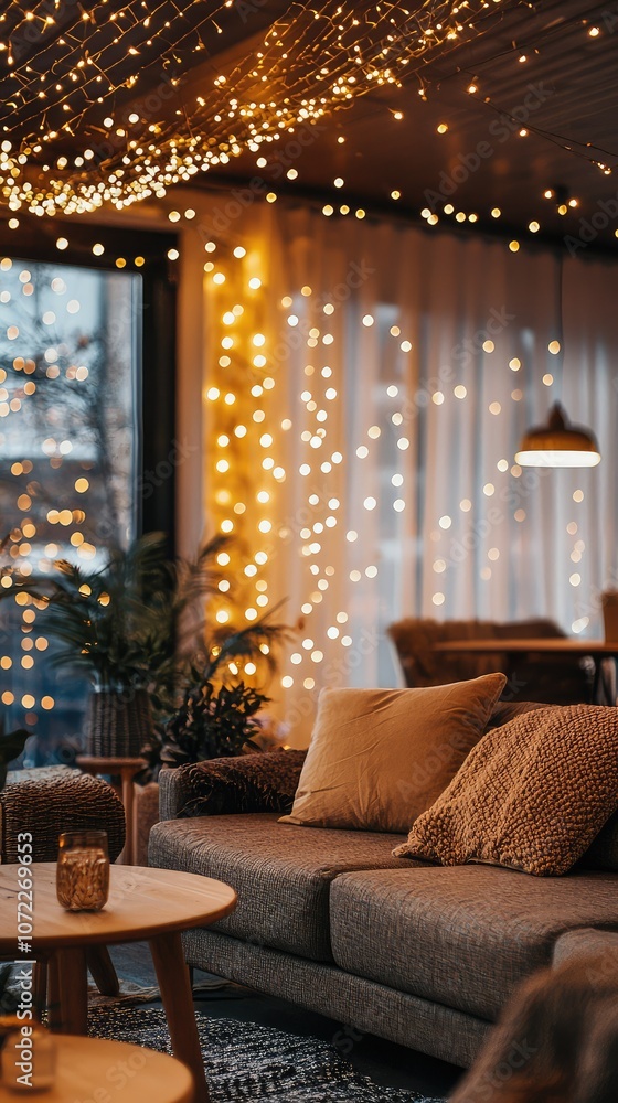 Cozy Apartment with Ambient Fairy Lights Decor Cozy Apartment with Ambient Fairy Lights Decor