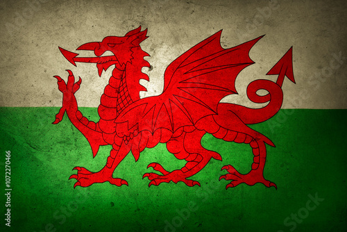 Grunge effect Welsh flag