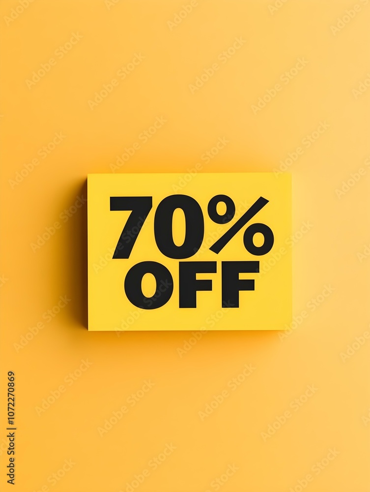 Black '70% OFF' Promotional Sign on a Light Orange Background Black '70% OFF' Promotional Sign on a Light Orange Background