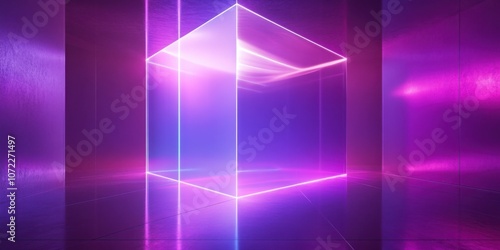 Dynamic orbital perspective of luminous vapor dancing in a cube-shaped room, crystalline corners, modernist design, rotating rim lighting photo