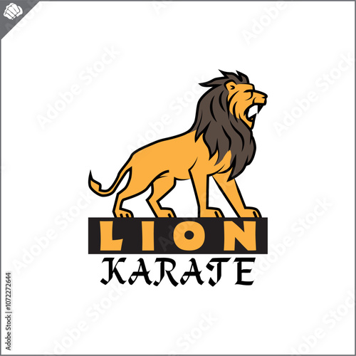Emblem of kyokushin karate power fist . Vector.