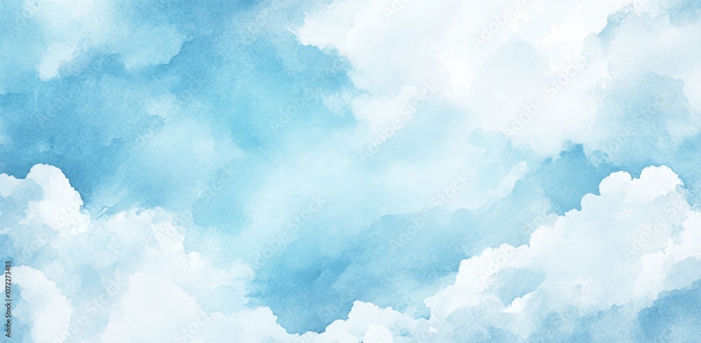 Abstract Watercolor Painting of White Clouds in a Blue Sky Abstract Watercolor Painting of White Clouds in a Blue Sky