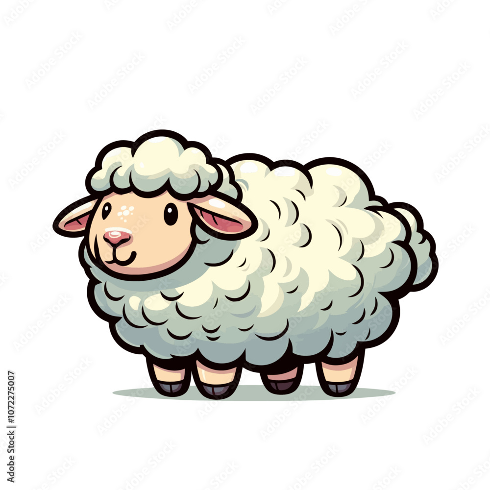 Obraz premium Cute little cartoon sheep character vector isolated illustration 