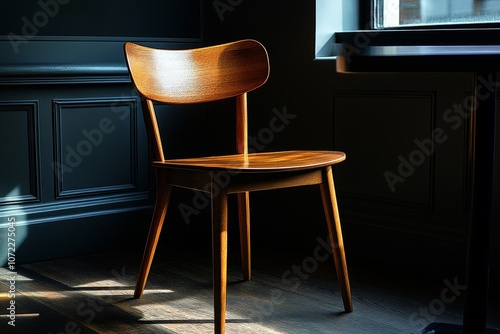 Modern Wooden Chair in a Minimalist Interior