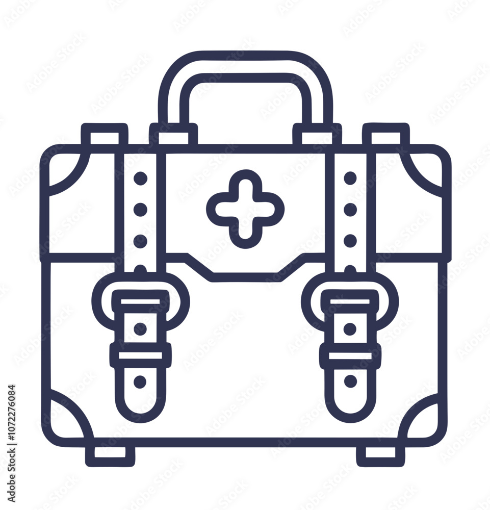 Fototapeta premium Medical kit icon with straps in a minimalist style representing health and emergency care