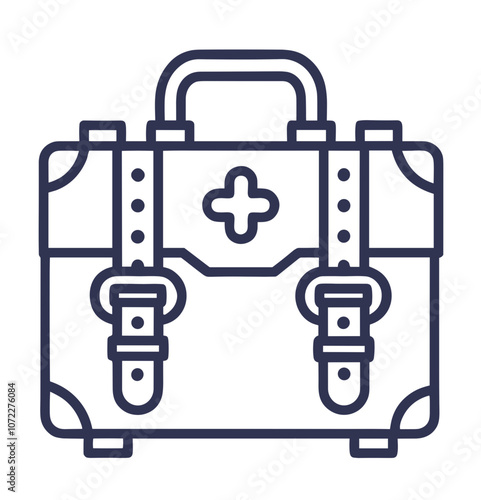 Medical kit icon with straps in a minimalist style representing health and emergency care