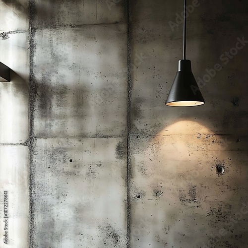 Dramatic Lighting and Textured Concrete in Minimalist Industrial Interior