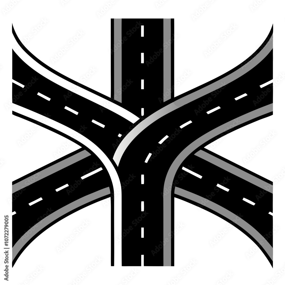 Naklejka premium Road Interchange silhouette vector illustration 