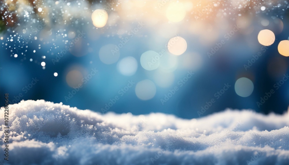 Winter background with snow and blurred bokeh.Merry Christmas and happy New Year greeting card with copy-space. Winter background with snow and blurred bokeh.Merry Christmas and happy New Year greeting card with copy-space.
