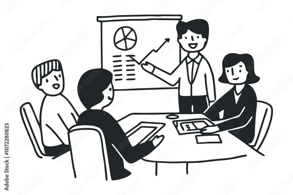 Staff management, perspective definition, target orientation. Business coach, company executive concept design. Line art illustration Staff management, perspective definition, target orientation. Business coach, company executive concept design. Line art illustration