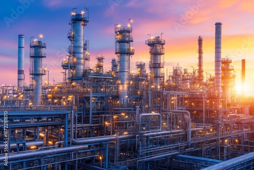 Wallpaper Mural Twilight Silhouettes of a Factory at Dusk Torontodigital.ca